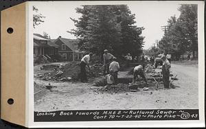 Contract No. 70, WPA Sewer Construction, Rutland, looking back towards manhole 6B, Rutland Sewer, Rutland, Mass., Jul. 23, 1940