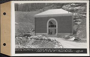 Contract No. 111, Winsor Dam Outlet Works Superstructure, Belchertown, looking southerly at outlet works superstructure, Belchertown, Mass., Apr. 16, 1941