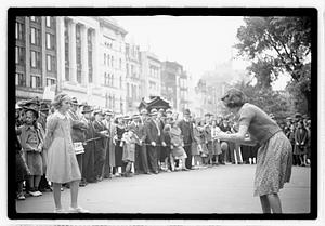 Two young women competing, Boston Common