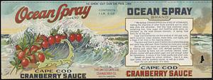 Ocean Spray Brand Cape Cod Cranberry Sauce 1 lb. 5 oz. Can Label