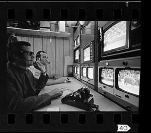 TV control room at Red Sox game, Boston