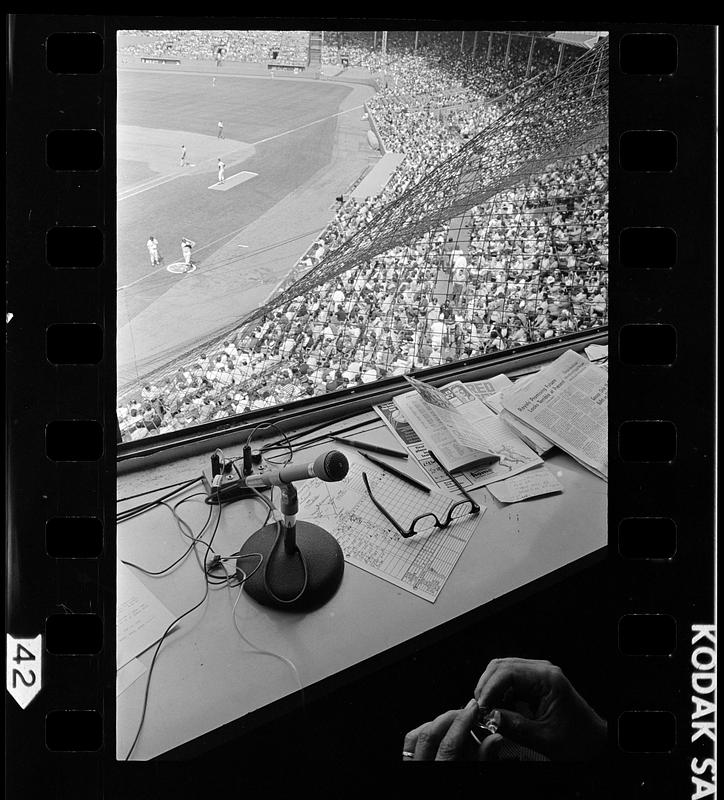 Announcer's desk at Fenway Park, Boston