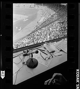 Announcer's desk at Fenway Park, Boston