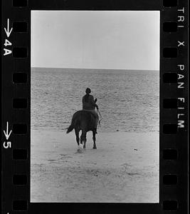Horseback rider in surf, Crane's Beach, Ipswich