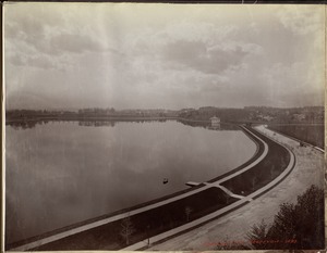 Distribution Department, Chestnut Hill Reservoir, Effluent Gatehouse and dock along Beacon Street, Brighton, Mass., 1893