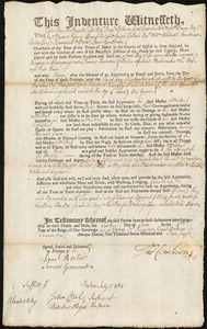 Benjamin Champney indentured to apprentice with Thomas Emmons of Boston, 6 June 1764