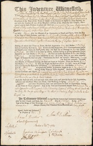 Sarah Forbus indentured to apprentice with Samuel Williams of Springfield, 11 October 1764