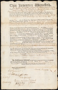 William Thwing indentured to apprentice with Samuel Emmons of Boston, 4 April 1765