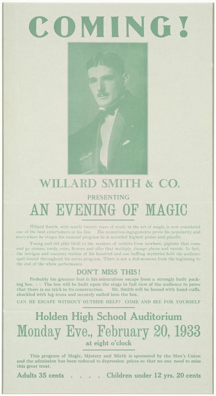 Coming! Willard Smith & Co. presenting an evening of magic