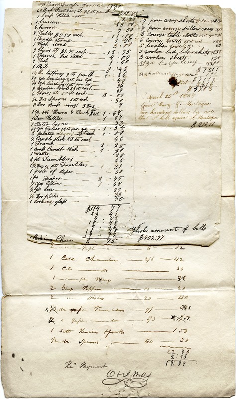 Mary Graves dowry list, 1830