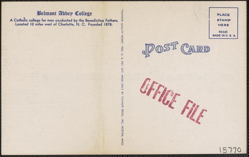 Air view of Belmont Abbey Cathedral, Monastery and College, Belmont, North Carolina