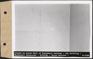 Cracks in south wall of northeast bedroom, Spa Building, Wachusett Reservoir, Clinton, Mass., Sep. 10, 1941