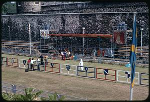 Setting for tournament reenactment at Tower of London, London