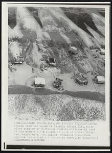 Sea Recedes--Waves recede from the beach at Dauphin Island, Ala., today after passage of Hurricane Camille. Patterns in sand at top show water's course at peak of storm. Fifty-two residents of the island resisted evacuation appeals and waited out the storm there.
