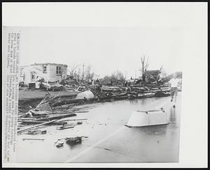 Mount Clemens, Mich. - Tornado Spreads Havoc - Leveled homes after a tornado smashed into a housing area for nearly Selfridge Air Force Base at Mount Clemens, Mich. A number of persons are dead and scores were injured.