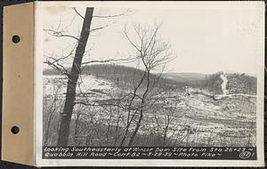 Contract No. 82, Constructing Quabbin Hill Road, Ware, looking southeasterly at Winsor Dam site from Sta. 26+23, Ware, Mass., Mar. 29, 1939