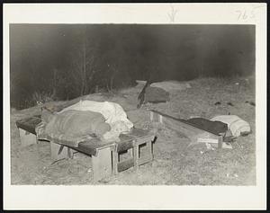 Making their beds on the old grounds of Camp Meigs, a wartime cantonment.