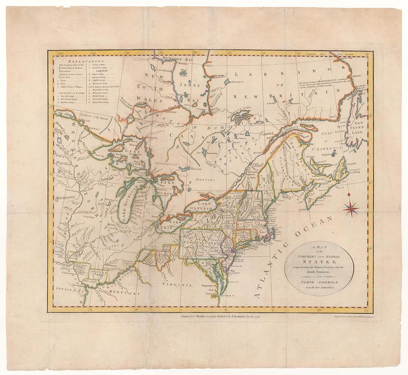 A map of the northern and middle states