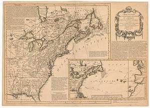 Carte nouvelle des posséssions angloises en Amérique dressée pour l'intelligence de la guerre présente et divisée suivant les prétensions des anglois