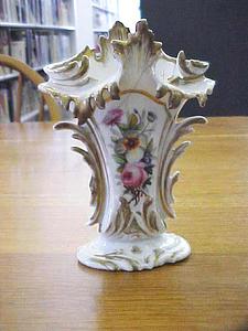 Paris porcelain spill vase with floral sprays