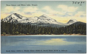 Three Sisters and Mirror Lake, Oregon