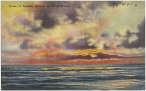 Sunset at Seaside, Oregon, on Pacific Ocean