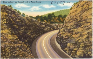State highway cut through rock in Pennsylvania