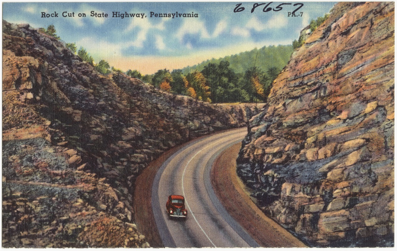 Rock cut on state highway, Pennsylvania