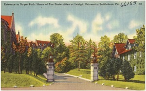 Entrance to Sayre Park, home of ten fraternities at Lehigh University, Bethlehem, Pa.