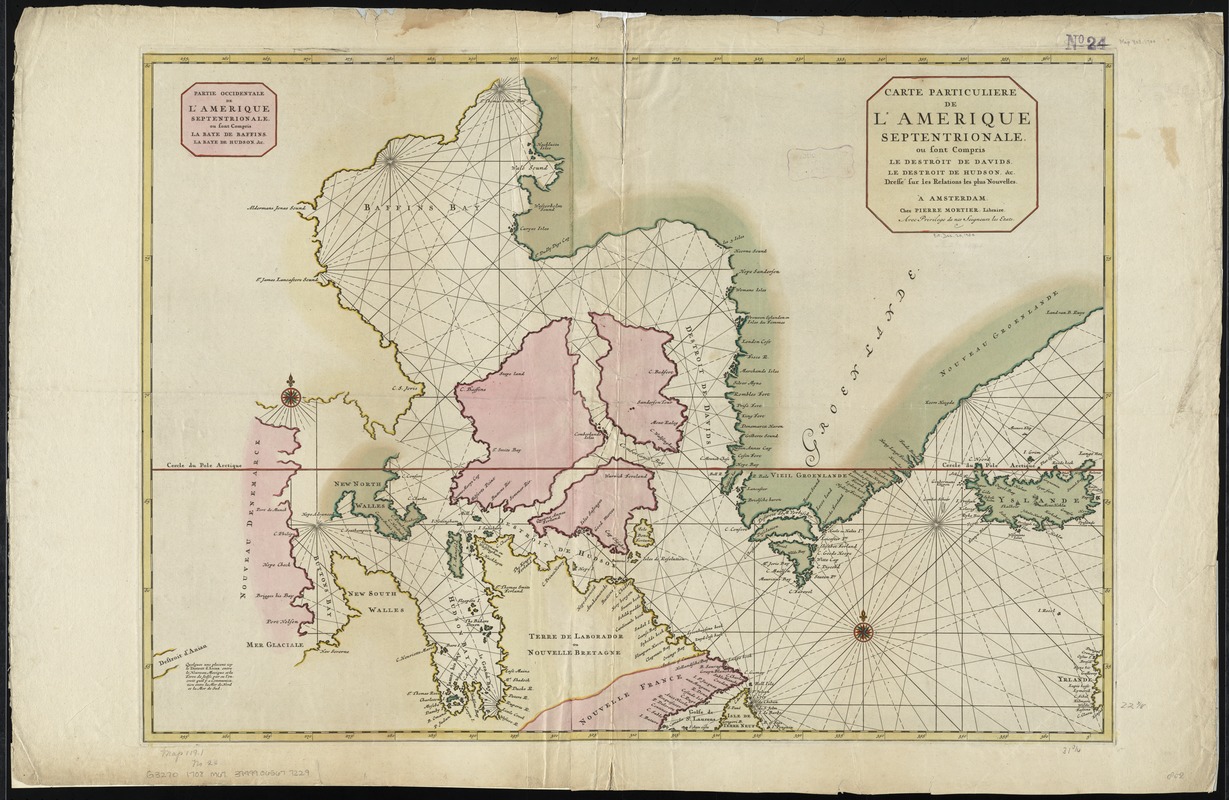 Carte particuliere de l'Amerique septentrionale ou sont compris le Destroit de Davids, le Destroit de Hudson, &c