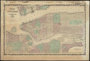 Johnson's map of New York and the adjacent cities