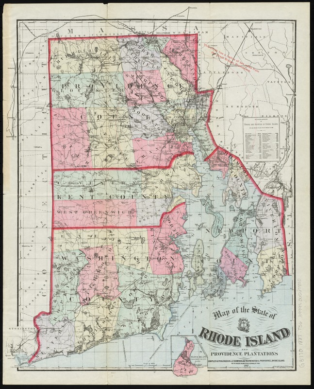 Map of the State of Rhode Island and Providence Plantations
