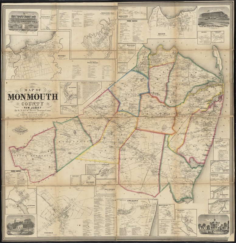 PART OF LONG BRANCH NJ MAP. FROM WOLVERTON'S ATLAS OF MONMOUTH