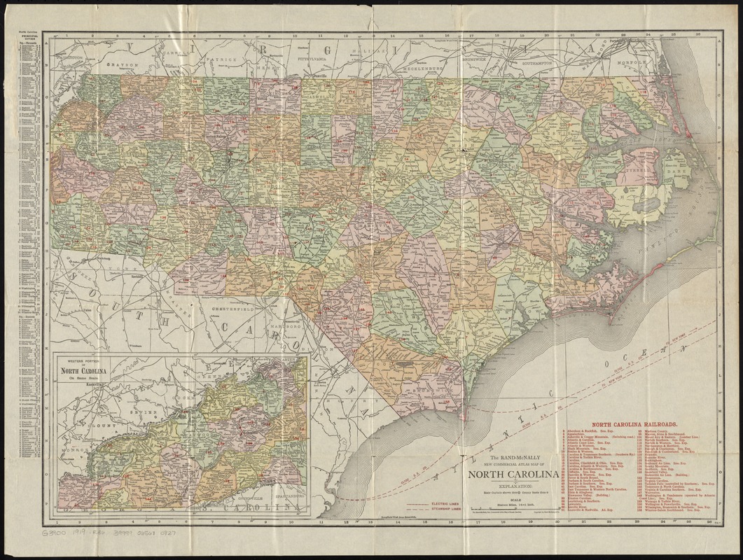 The Rand McNally new commercial atlas map of North Carolina