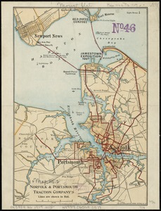 Norfolk & Portsmouth Traction Company's lines are shown in red