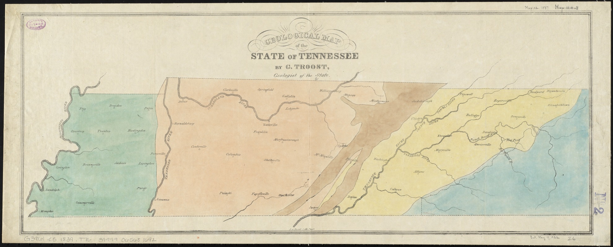 Geological map of the state of Tennessee