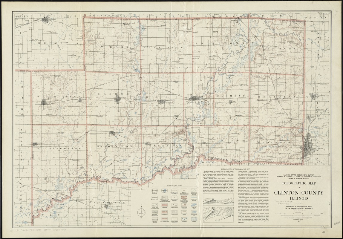 Topographic map of Clinton County, Illinois
