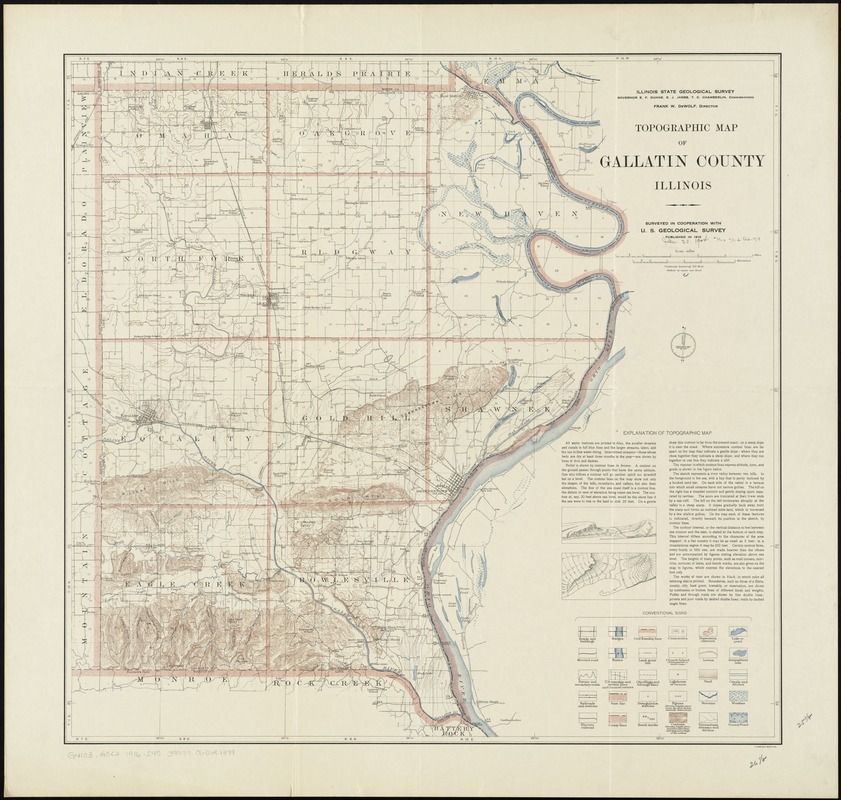 Topographic map of Gallatin County, Illinois Norman B. Leventhal Map