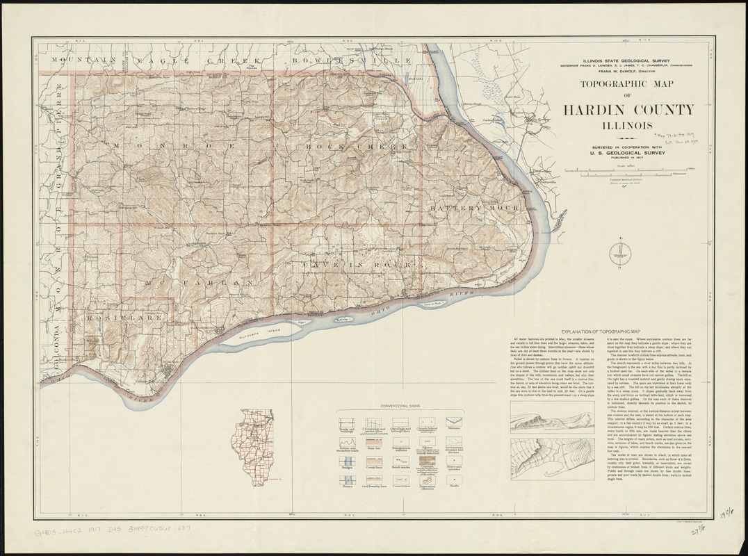 Topographic map of Hardin County, Illinois