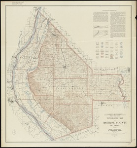Topographic map of Monroe County, Illinois