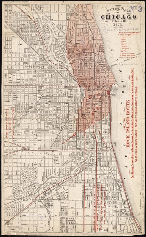 Guide map of Chicago, October 11th, 1871