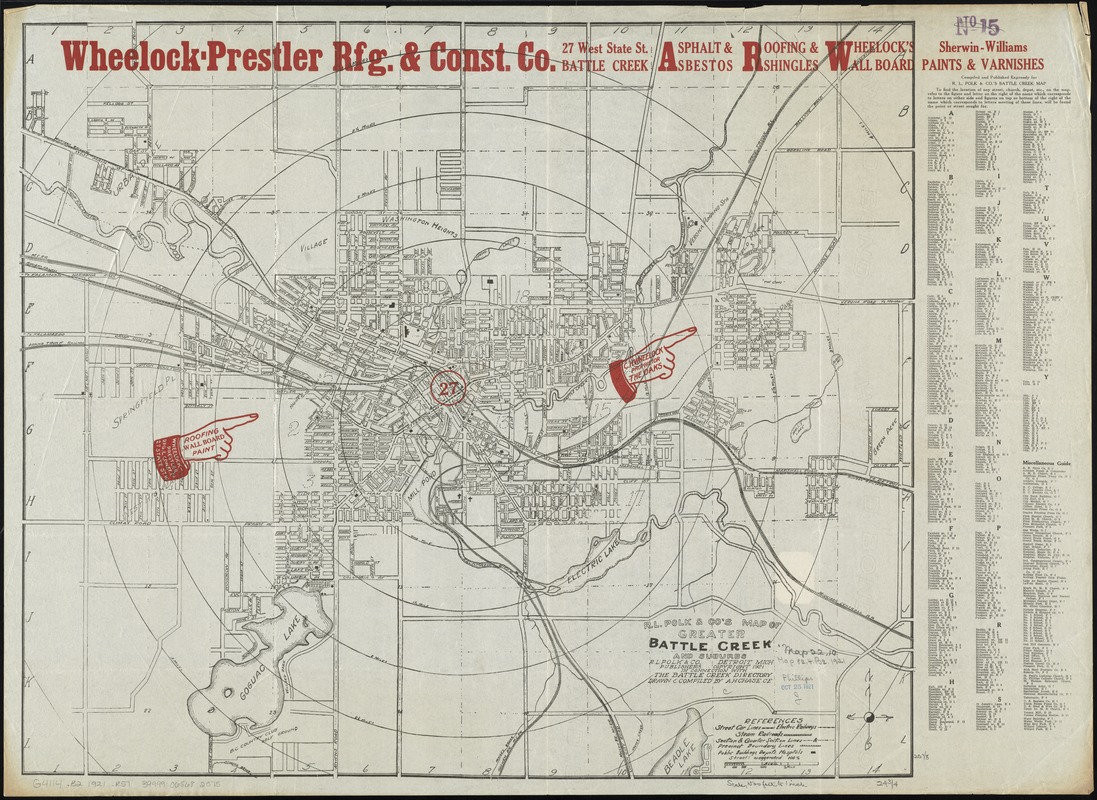 R.L. Polk & Co's map of greater Battle Creek and suburbs