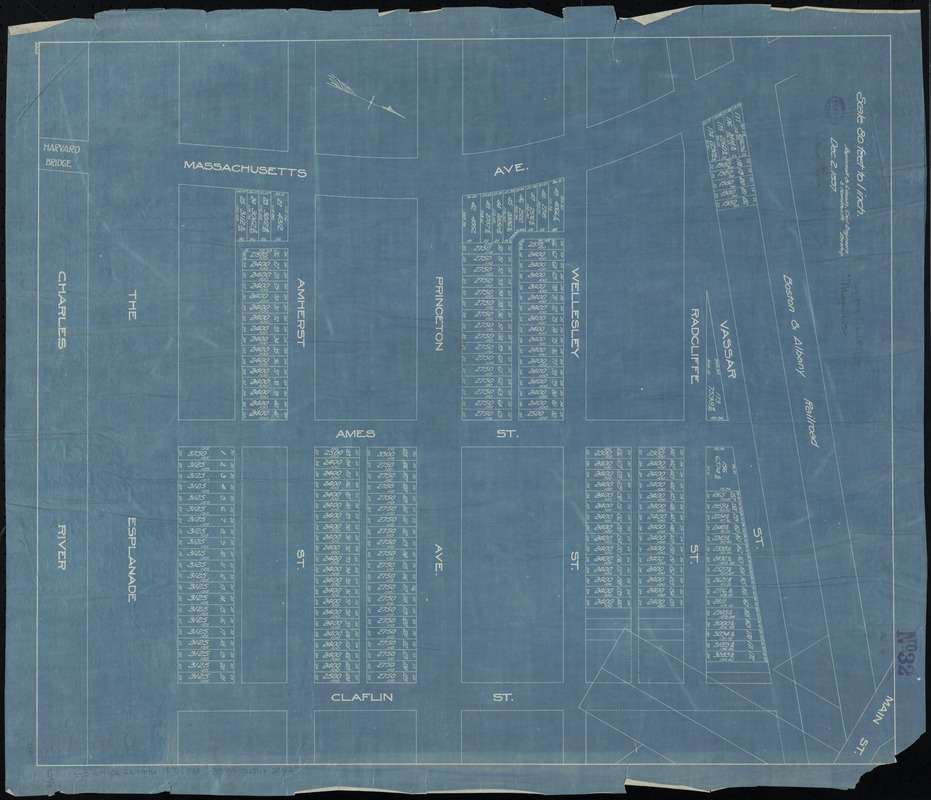 [Plan of lots in Kendall Square, Cambridge, between Massachusetts Ave., Vassar St. and Claflin St.]