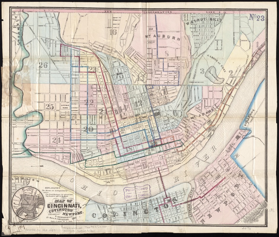 Map of Cincinnati, Covington and Newport