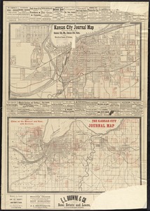 Kansas City journal map showing towns of Kansas City, Mo., Kansas City, Kans., and suburban cities ; the cities on the Missouri and Kaw, with environs