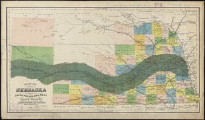 Map of Nebraska showing the Union Pacific Railroad land grant