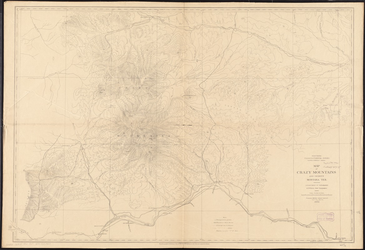 Map of Crazy Mountains and vicinity, Montana Ter