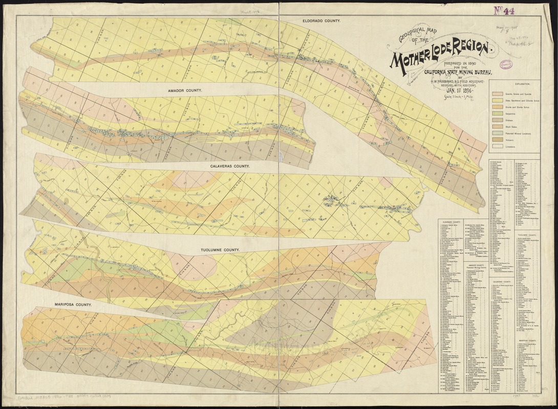 Geological Map Of The Mother Lode Region Norman B Leventhal Map 