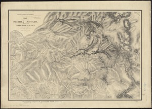 Map of a portion of the Sierra Nevada adjacent to the Yosemite Valley