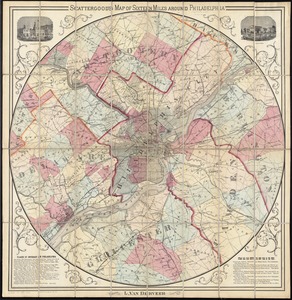 Scattergood's map of sixteen miles around Philadelphia